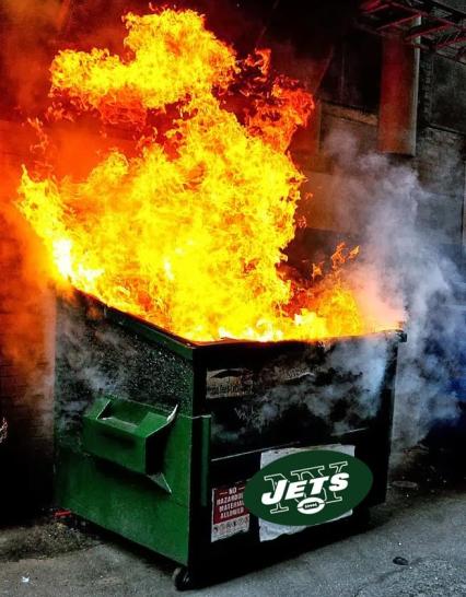 Image result for ny jets dumpster fire pics